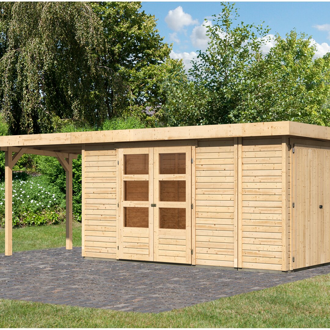 Gartenhaus Retola 5 mit Anbauschrank und Anbaudach 2,40 m Breite