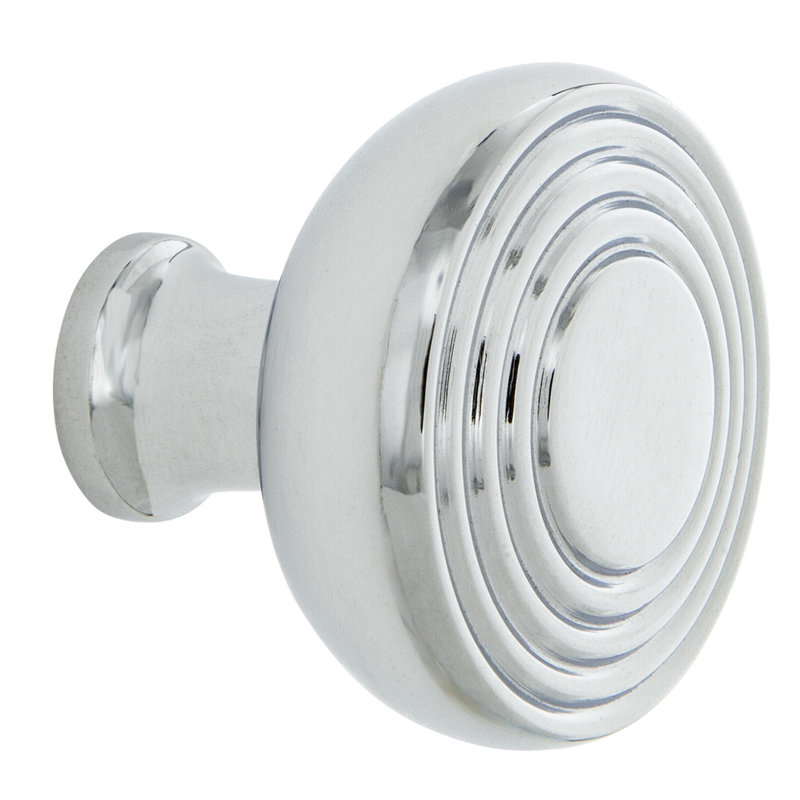 Deco 1.375" Diameter Round Knob, Bright Chrome