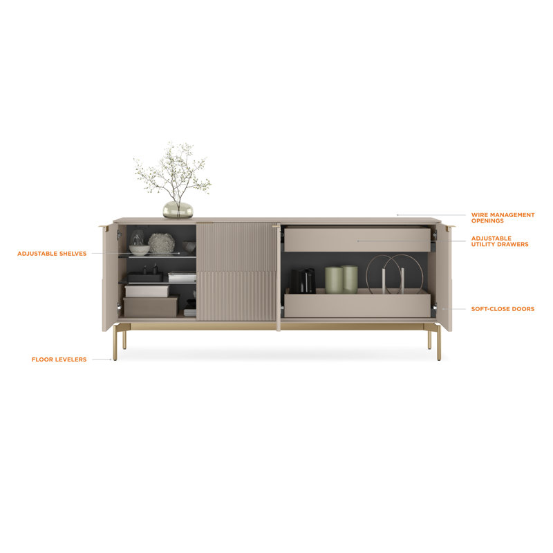 Zig 79.5'' W Credenza, Dune/Brushed Brass