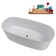 67" Streamline Soaking Matte White Stone Resin Freestanding Tub And Tray With Internal Drain In Polished Chrome