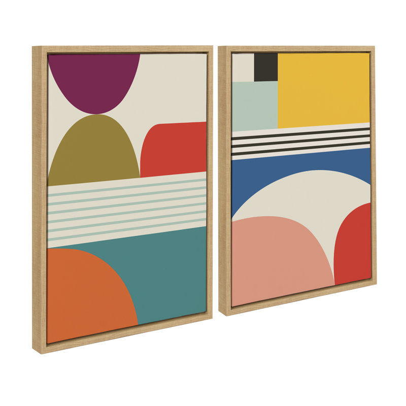 «Mid Century Modern Patterns» par Rachel Lee, ensemble de 3 toiles encadrées, H 38 po x l 28 po