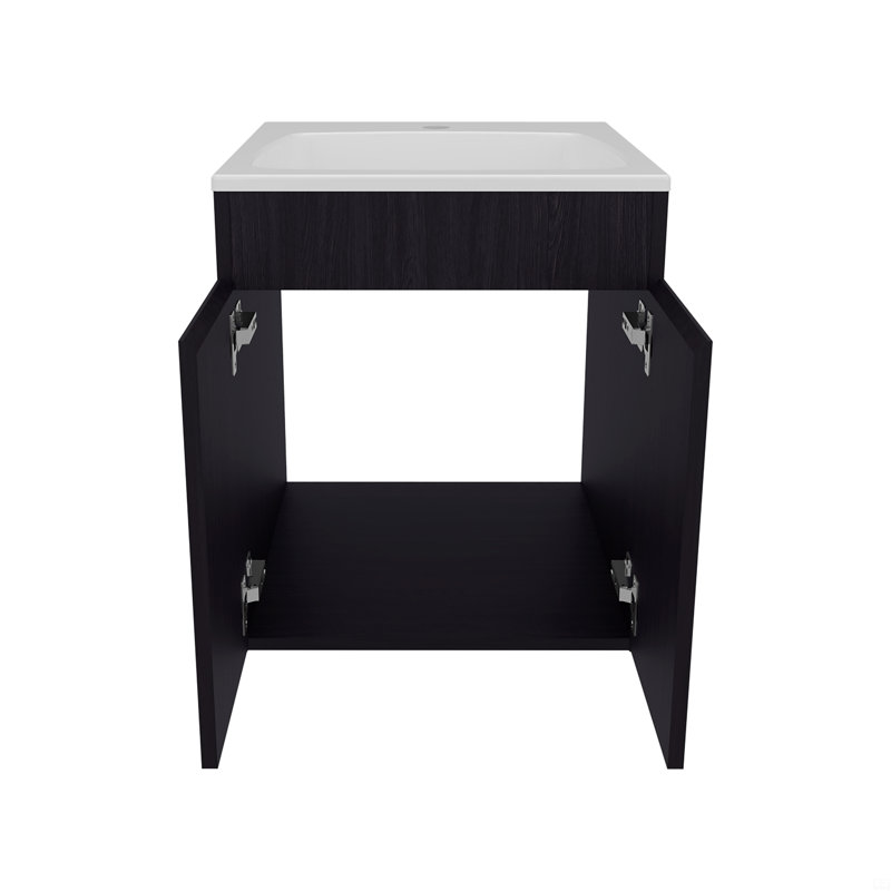 Meuble-lavabo de salle de bain H 20,8 po, 2 portes, Noir