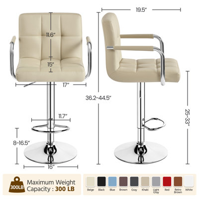 Pete Swivel Upholstered Adjustable Height Counter Stools