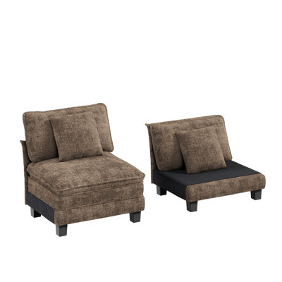 Two Single Seats Without Armrests Are Missing One Seat Cushion by Winston Porter