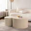 Table basse en bois fabriquée à la main en forme d'olive - beige et crème faite à la main pour le salon-912063252