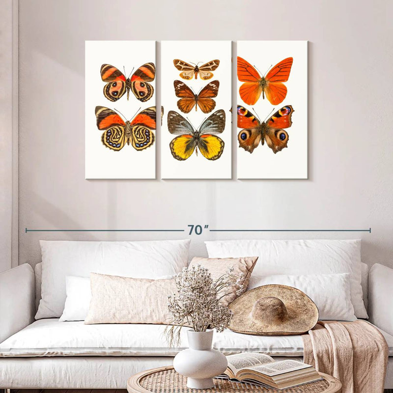 Collection de papillons oranges, H 28 po x l 45 po