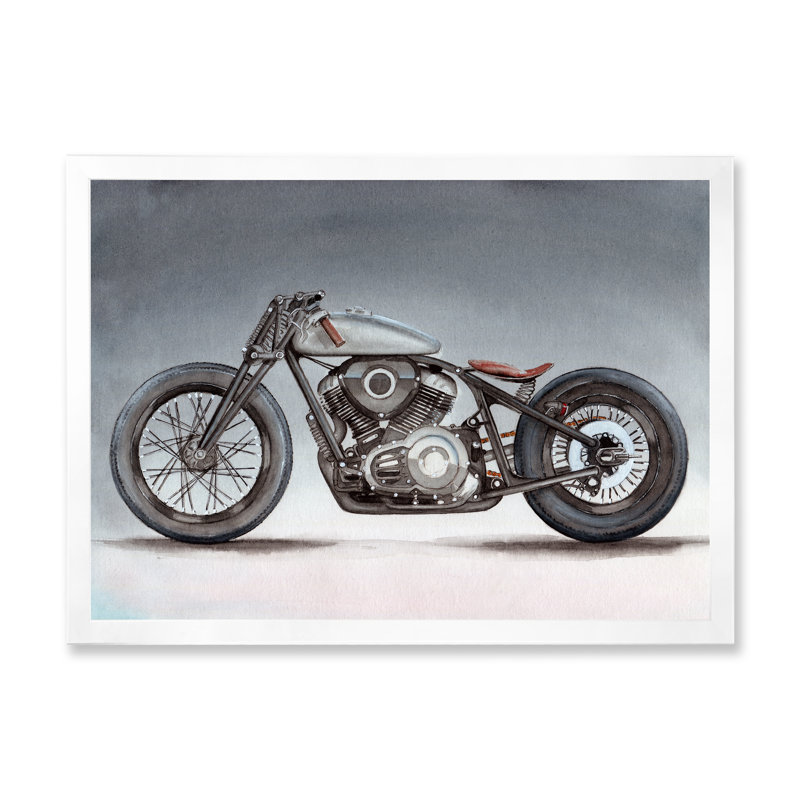 Moto personnalisée sur fond gris - impression sur toile, Cadre photo blanc, H 30 po x l 40 po x P 1,5 po
