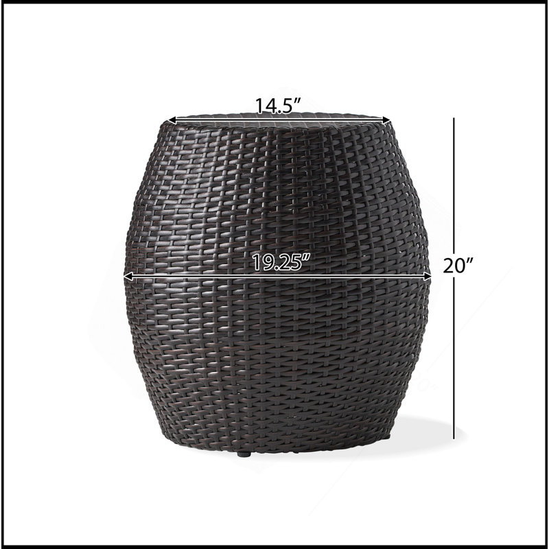 Weather-Resistant Wicker Patio Side Table, Compact And Durable For Outdoor Use And Stylish Decor, Brown Multi