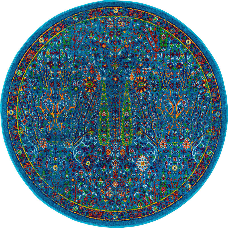 Floral Indoor Rug, Round 5'3"