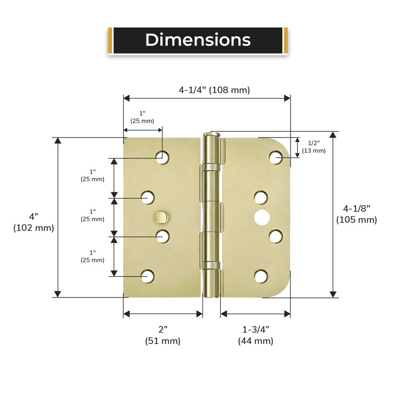 Charnière spéciale pour portes en fibre de verre S41 / 4058BU2DR-S Deltana, rayon de 4 po x 4-1 / 4 po x 5/8 po x SQ, roulements à billes, goujon de sécurité en paire de dichromate de zinc