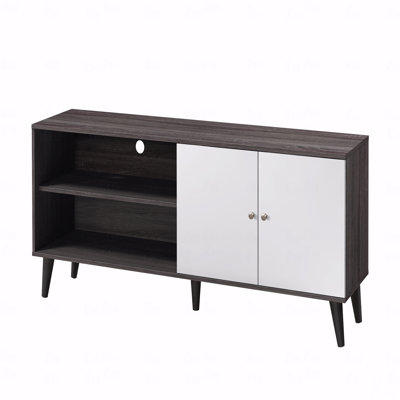 Meuble télé pour téléviseur de 63 po ou moins, avec 2 tablettes de rangement et 1 armoire, meuble audio-vidéo moderne