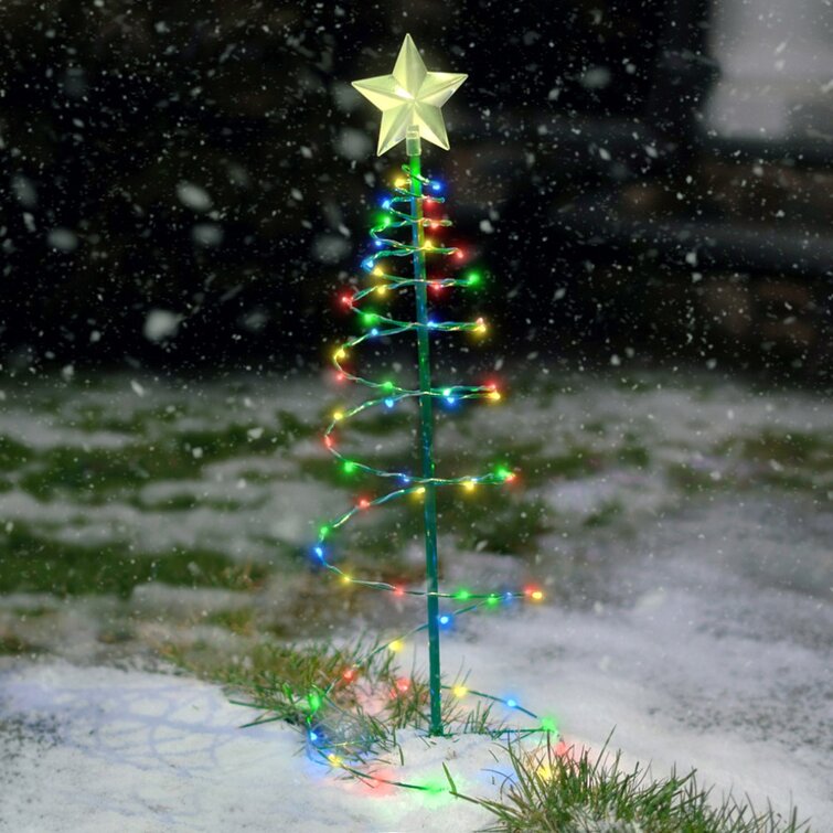 Red and Green Solar Christmas Holiday Light Stakes (2-Piece)