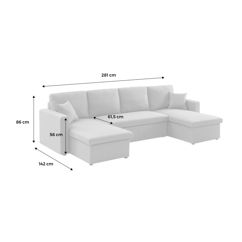 Queridas 3 Seater Convertible Sofa, Light Grey