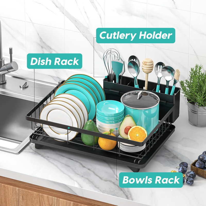 Dish Drying Rack Space-Saving Dish Racks For Kitchen Counter, Rustproof Drying Rack Kitchen