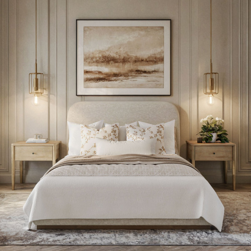 Lit tapissier Ashland (grand), avoine, Gruau, Grand