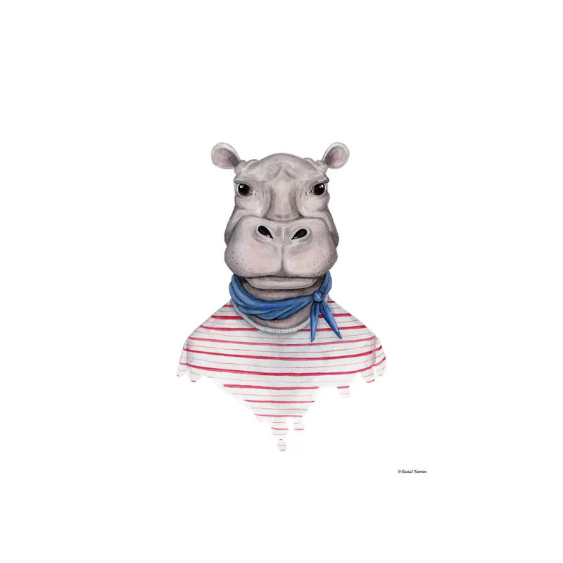 Hippo In Handkerchief by Rachel Nieman - Wrapped Canvas Gallery-Wrapped Canvas Giclée, 45.72cm H x 30.48cm W