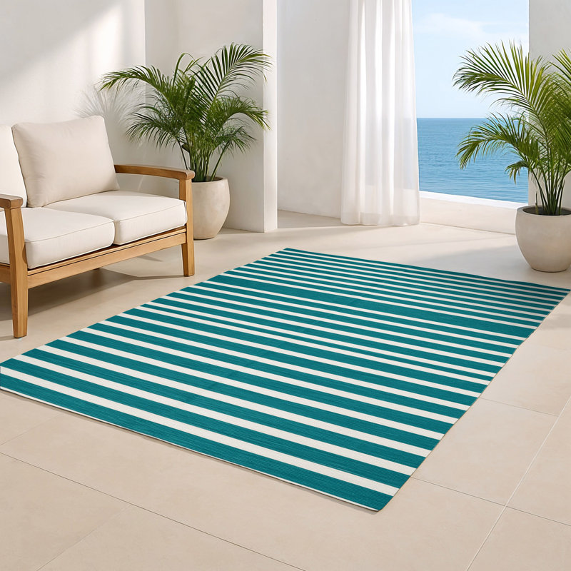 Tapis intérieur / extérieur vert HorizontalStripes, Rectangulaire 2 pi x 3 pi