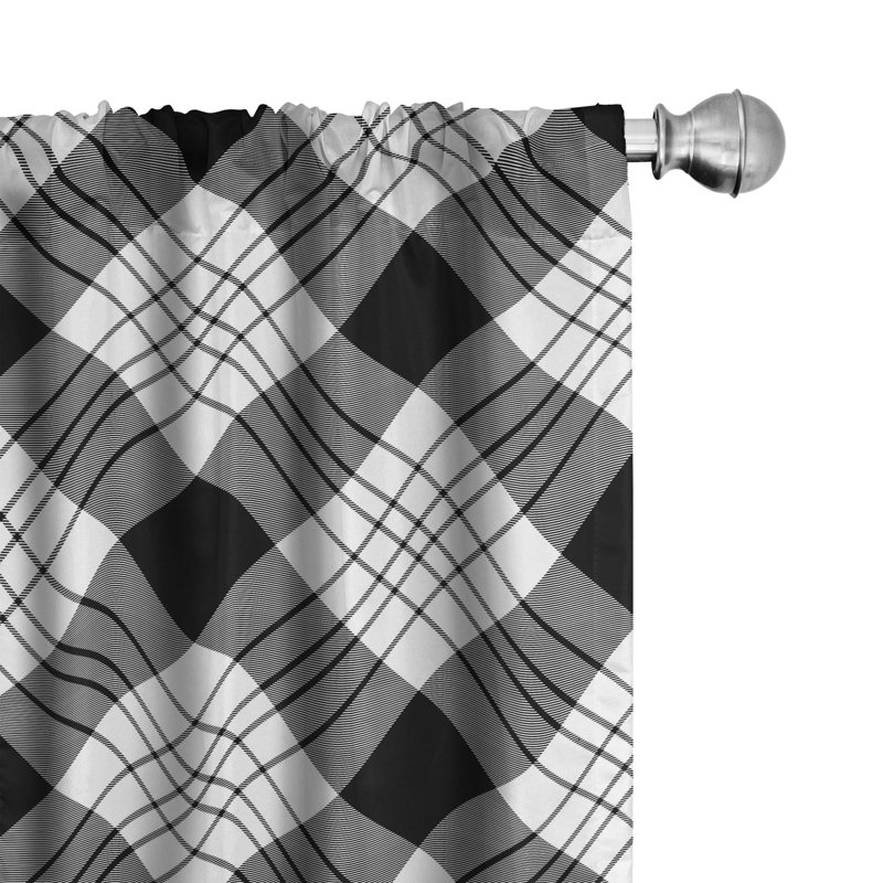 Plaid Semi-Sheer Rod Pocket Curtain Panels, 28" x 84"