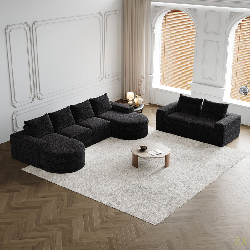Canapé modulaire Chenille Cloud, Chenille noir