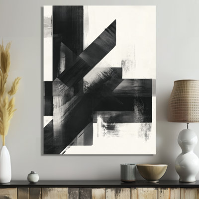 Geometric Angle Wall Art, Monochrome Abstract Canvas, Cenk