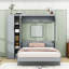 Lit escamotable double avec tablettes, garde-robe et lumières DEL-1475901558