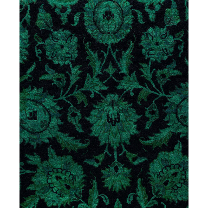 Overdyed Hand-Knotted Wool Modern-Contemporary Green Area Rug 2' 7" x 4' 2"