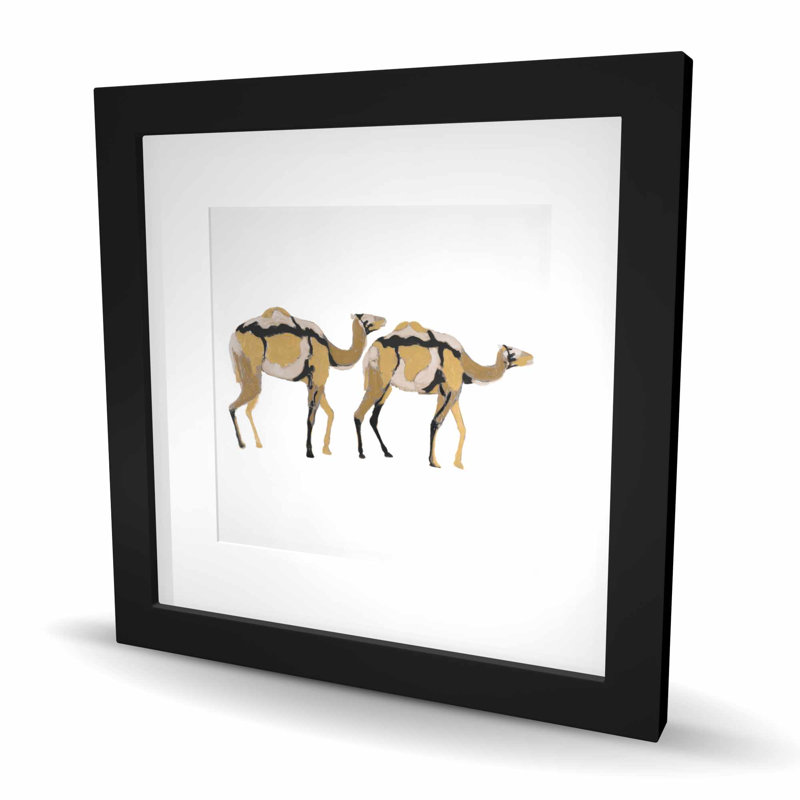 Deux Dromedars abstraits - beige africain, impression encadrée