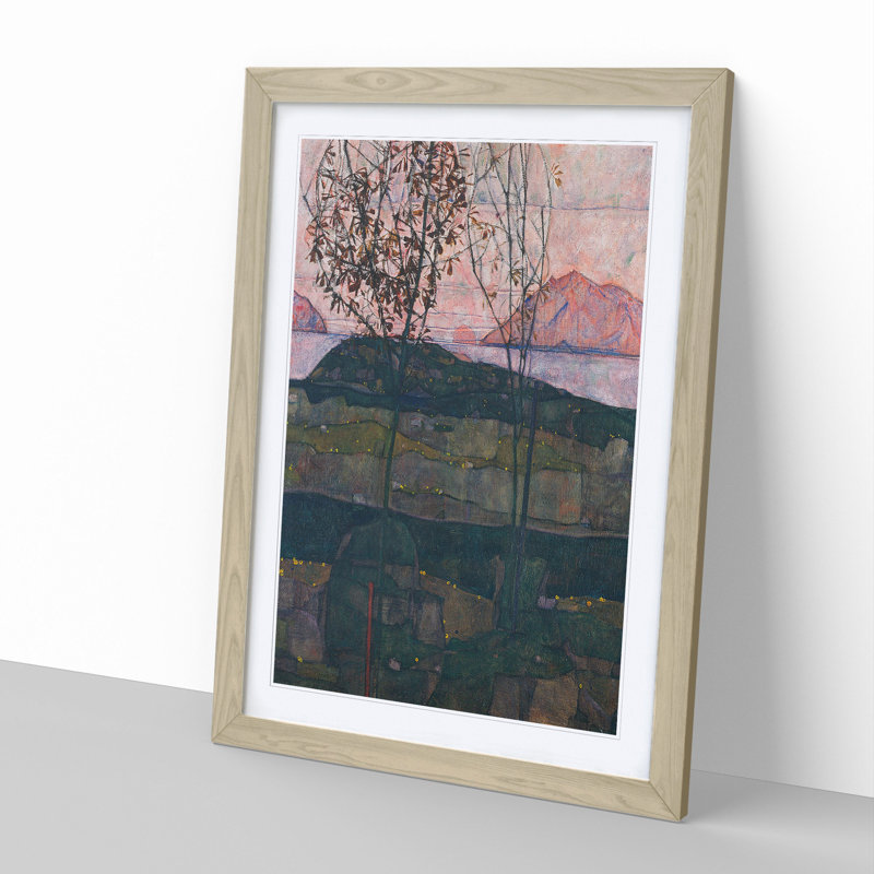 Setting Sun by Egon Schiele - Picture Frame Painting, 36cm H x 27cm W x 2cm D, Oak Framed
