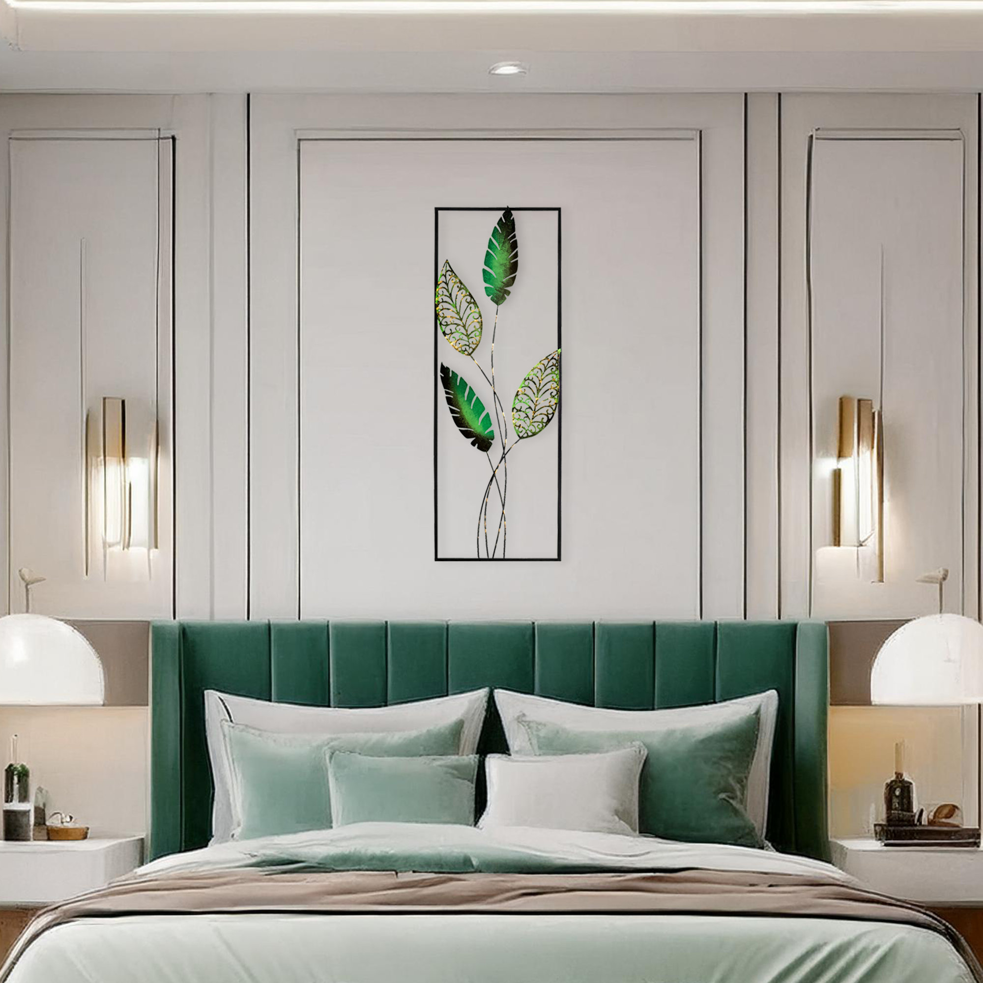 SpiritHome Rectangle Metal Frame Leaves Decorative Wall Decor | Wayfair