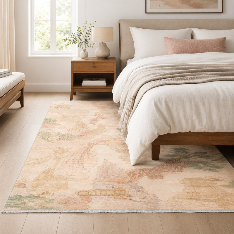 Netline Home Distinct Watercolour Soft White Abstract Washable Rug, 155 x 230 cm
