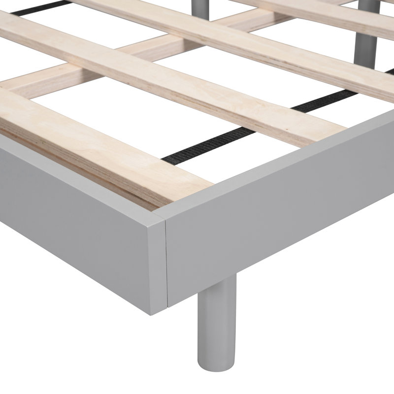 Base de lit plateforme moderne flottante, Gris, Lit double