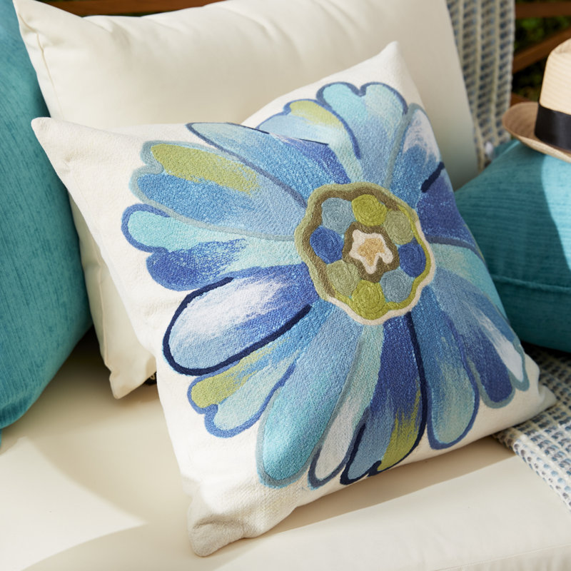 Outdoor Throw Pillow, 20" x 20", Aqua