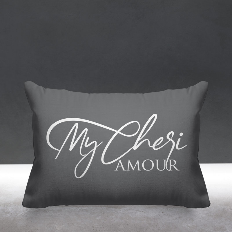 Housse et insert de coussin rectangulaire Aspire Cheri Amour, gris