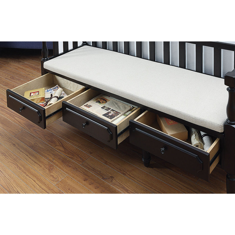 Drumkeeran Fabric Upholstered Storage Bench, Dark Walnut