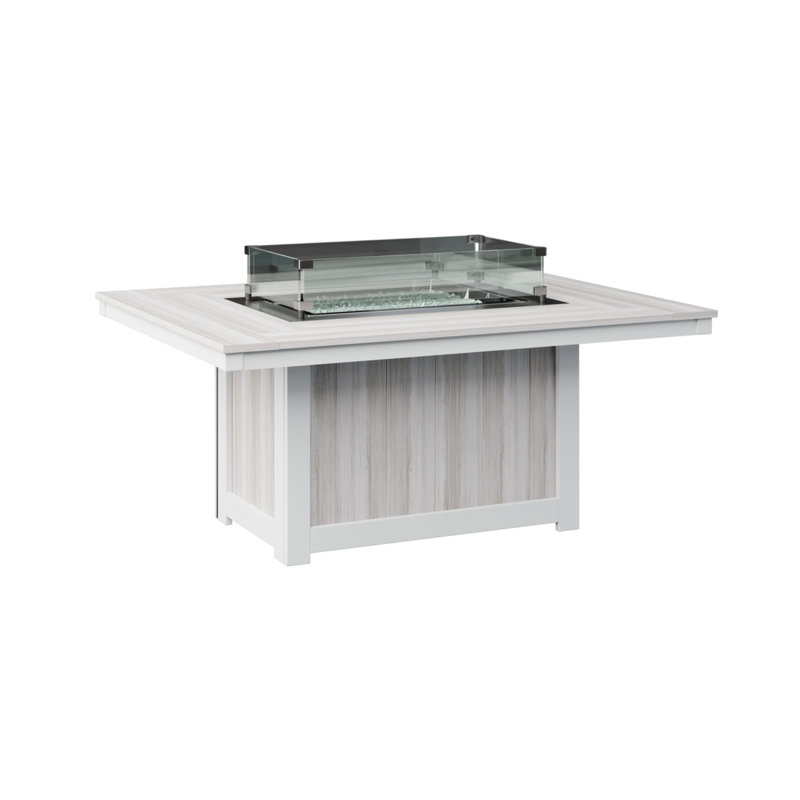 Berlin Gardens Donoma Rectangular Fire Pit Table, 24" H x 53.87" W x 41.37" D, Seashell