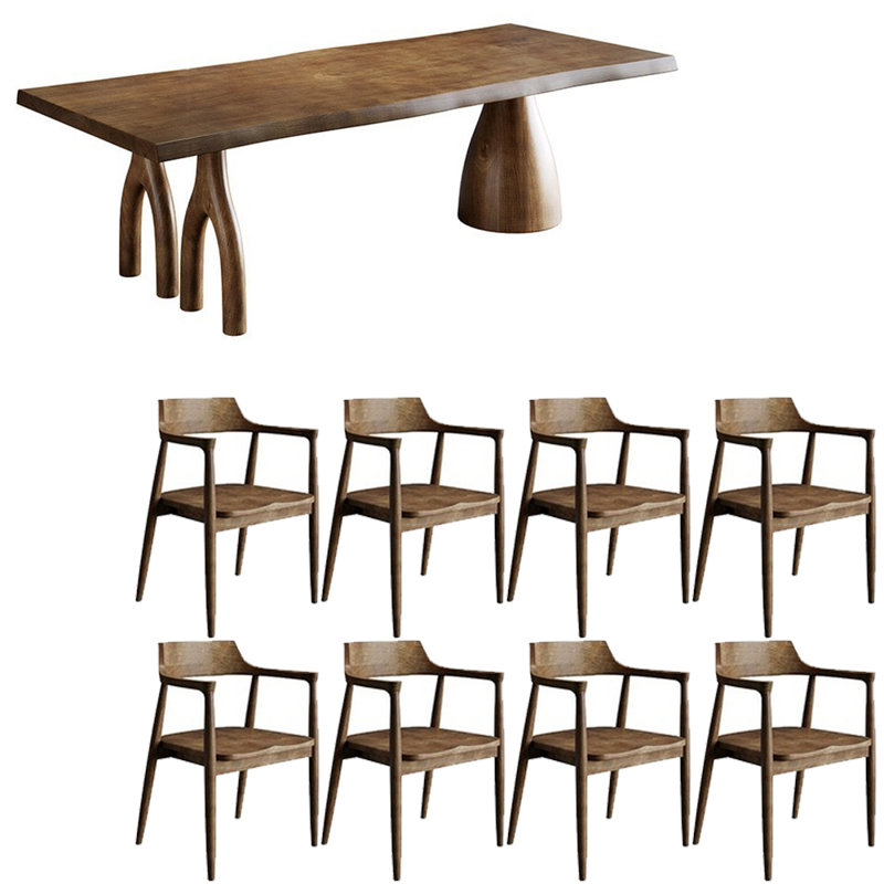 Ensemble de table de salle à manger en bois massif de style américain., H 29,5 po x L 86,6 po x l 31,4 po