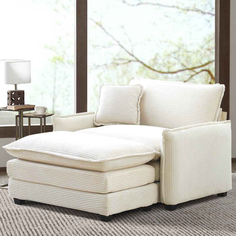 Chaise longue rembourrée Mauriana, Beige