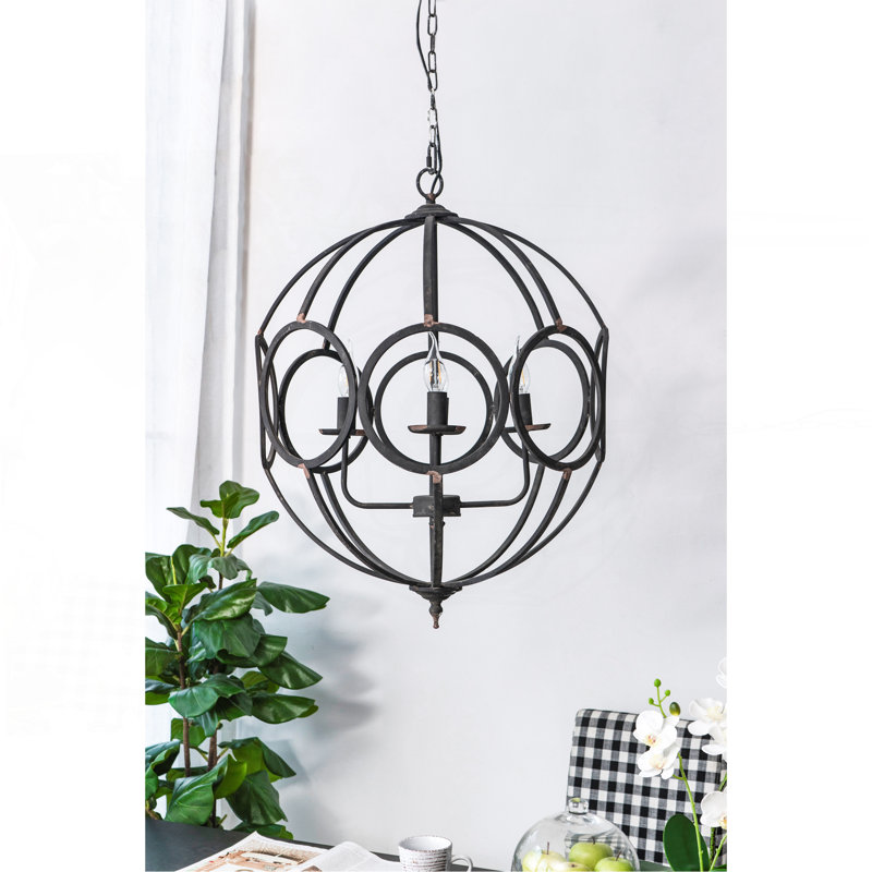 4 - Light Metal Chandelier, Hanging Light Fixture with Adjustable Chain for Kitchen Dining Room Foyer Entryway, Bulb Not Included