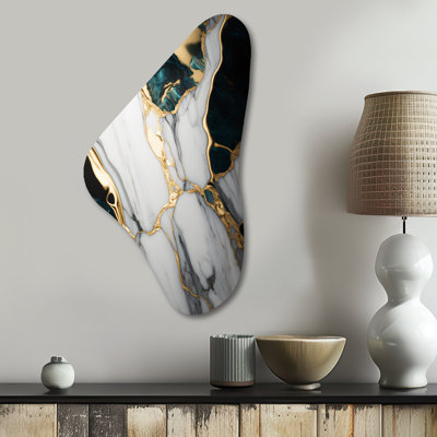Basingstoke - Marble Asymmetrical Metal Wall Art, Modern Unique Shape Metal Art Print