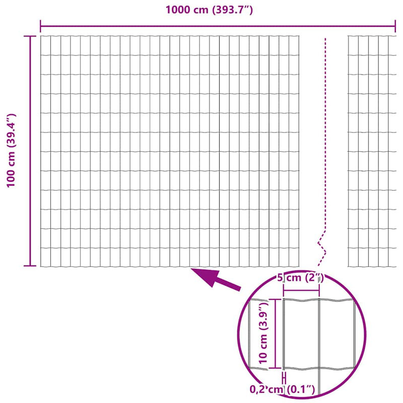 Vidaxl Fence With Posts Steel, Green, 100cm H x 1000cm W x 3.2cm D