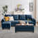 102.4" Wide Sofa with Storage Ottoman and Long Bench with Coffee Table