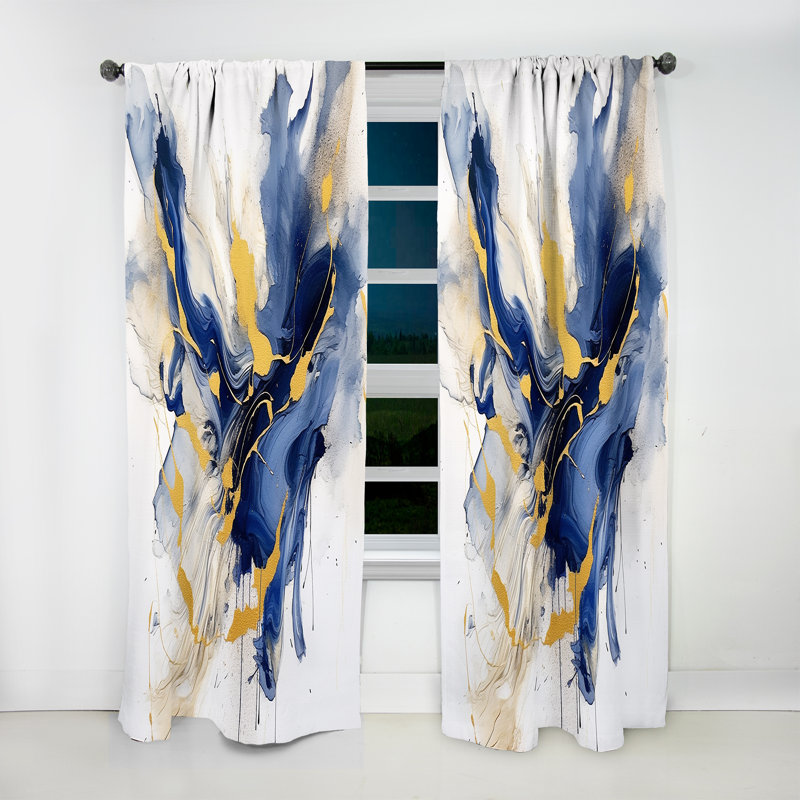 Rideau moderne - obscurcissement de chambre en velours Dunton - foncé et or Dunton - 1 panneau Dunton, L 52 po x L 95 po