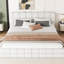 Lit plateforme tapissier grand format - blanc, coutures élégantes, bois et, sans sommier tapissier, L 87,8 po en version solide et solide, tête de lit pour un sommeil relaxant, printemps, 81 po x 61 po-244582346