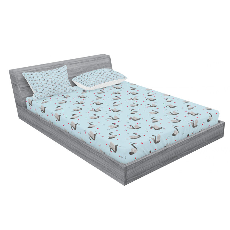 Swan Microfiber Polka Dots Sheet Set, Queen Sheet Set with Fitted Sheet