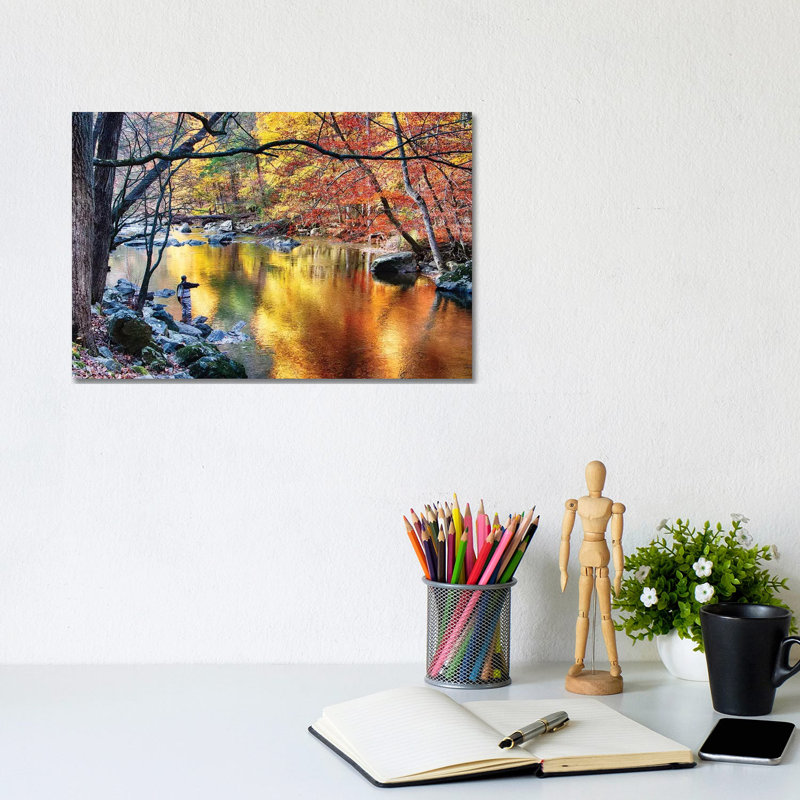 Colorful Casting, Blak River, New Jersey by George Oze - Wrapped Canvas Print, 20.32cm H x 30.48cm W x 1.905cm D