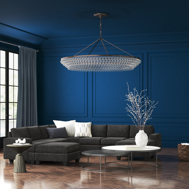 Canapé modulaire surdimensionné en U avec rangement Anureet, Polyester 100 % gris foncé