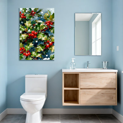 Christmas Holly Berries And Snowflakes Pattern