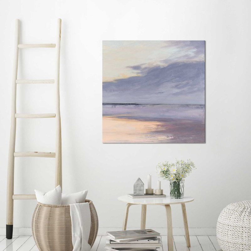 «Shore I», reproduction de peinture acrylique sur toile, H 39,5 po x l 39,5 po x P 2 po, Cadre flottant argent