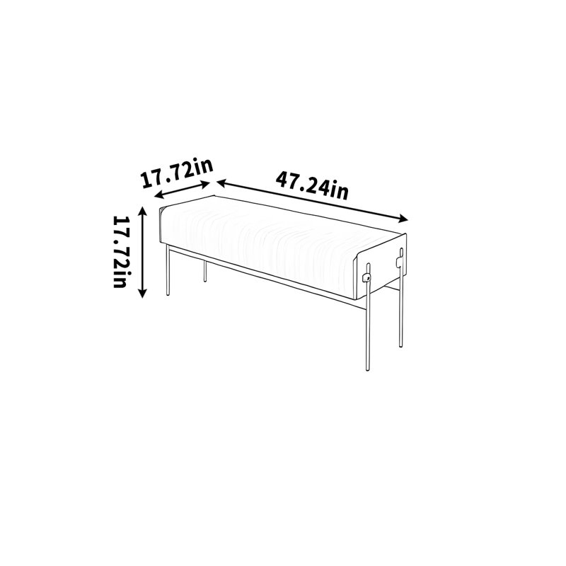 Repose-pieds simple avec repose-pieds en métal, H 17,72 po x l 47,24 po x P 17,72 po