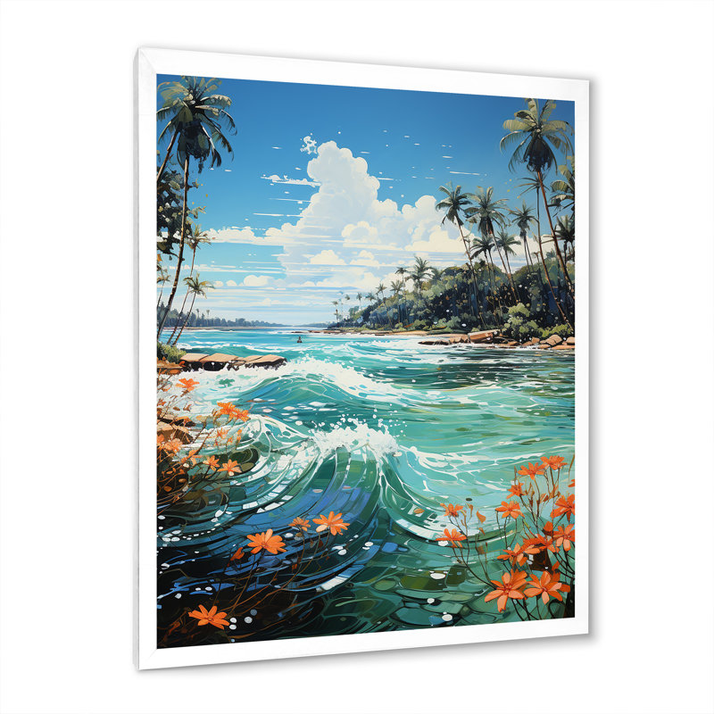 «Batravil Palm Trees Palms III», reproduction sur toile, H 32 po x l 24 po x P 1 po, Cadre photo blanc